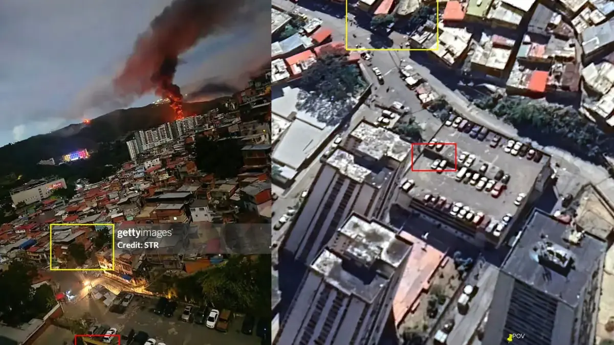 Lokasi geografis foto yang menunjukkan kerusakan pada pangkalan militer Fuerte Tiuna di Caracas, Venezuela. Pe