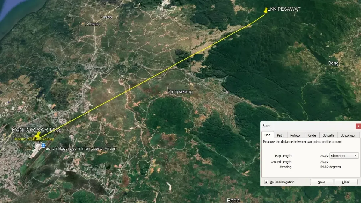 Pesawat ATR 400 dilaporkan hilang kontak di wilayah Kabupaten Maros (Foto dok Basarnas Makassar)
