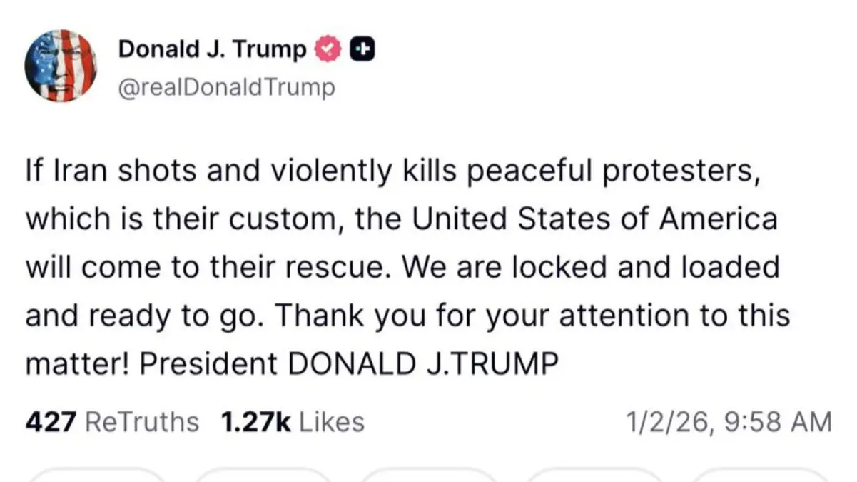 Pesan Provokatif Trump di Media Sosial Picu Reaksi Keras Teheran Unggahan singkat di media sosial Truth Social, Donald Trump (Tangkapan layar X)