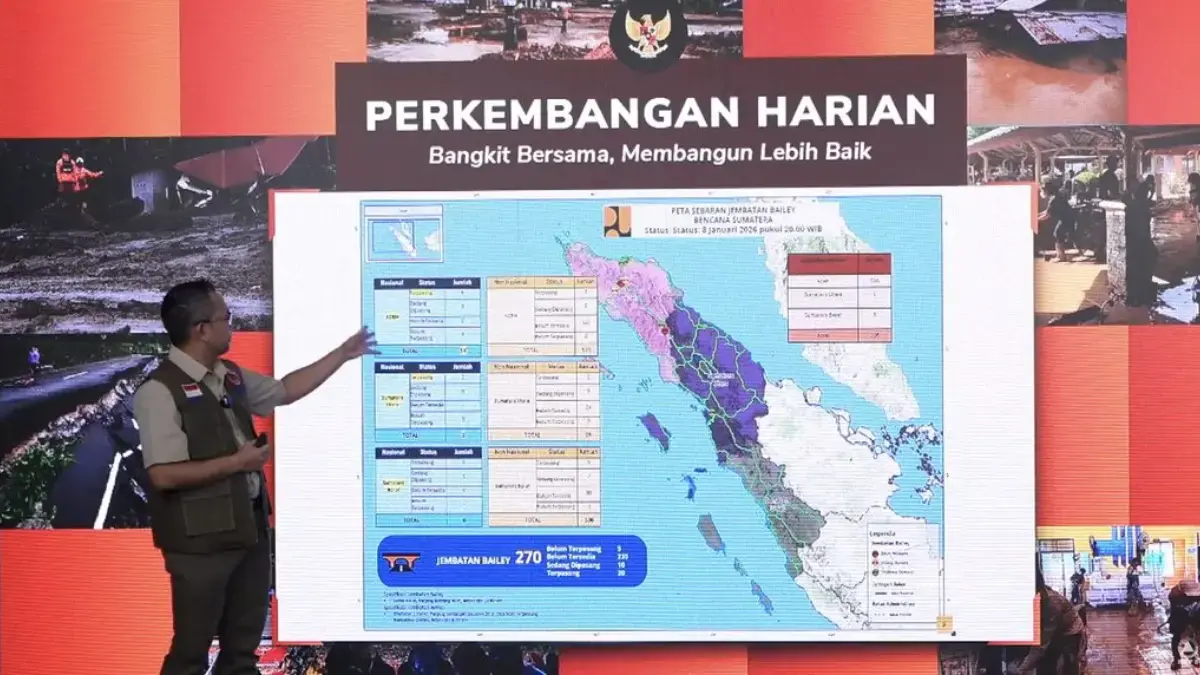 Kepala Pusat Data, Informasi, dan Komunikasi Kebencanaan BNPB, Abdul Muhari saat menyampaikan paparan dalam ko