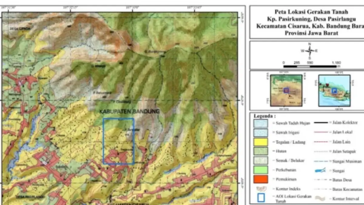 Peta Lokasi Gerakan Tanah di Cisarua