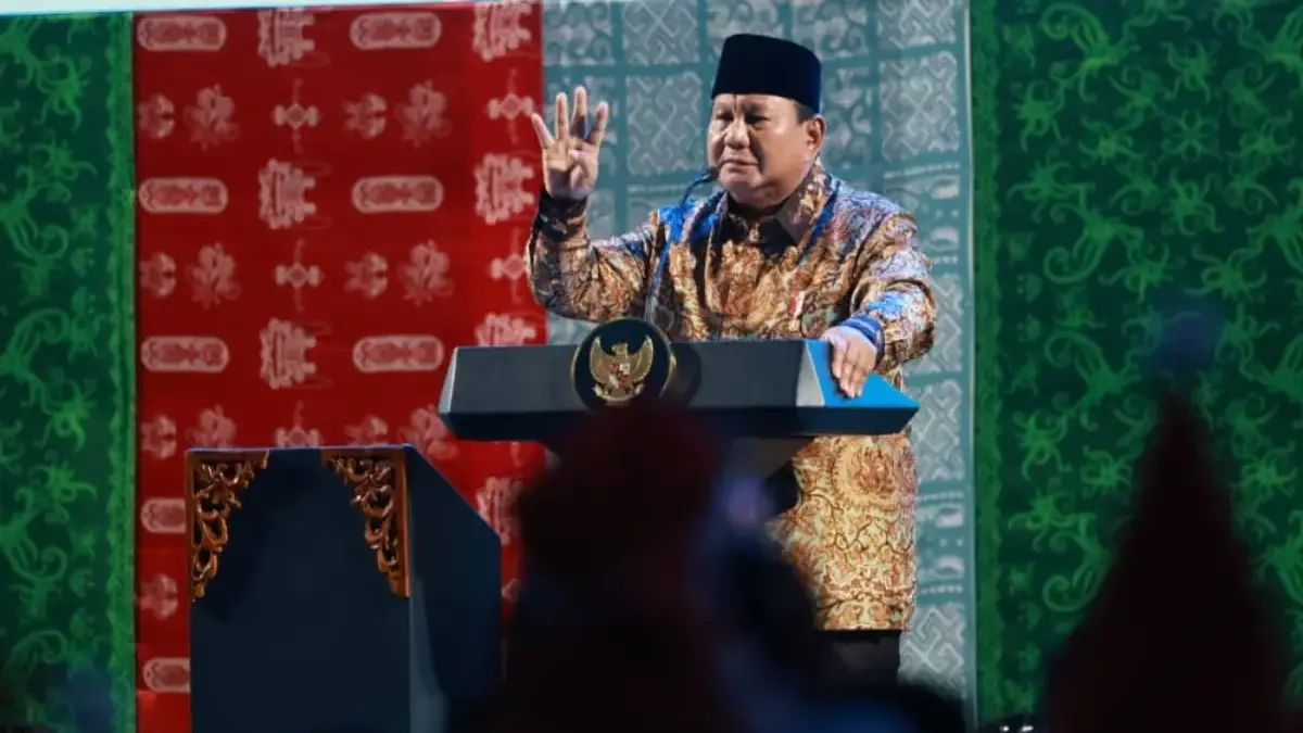 Prabowo Ungkap Program MBG Jangkau 55 Juta Penerima Manfaat dalam Setahun dan Bantah Tudingan MBG untuk 2029 Presiden Prabowo Subianto saat memberi sambutan di Perayaan Natal Nasional, Jakarta, Senin (5/1/2026). (Tim Me