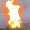 Tangkapan layar ledakan pipa gas di Inhil, Riau. (dok video beredar)