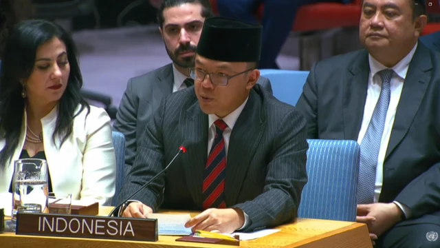 Menlu Sugiono menyampaikan pandangan saat menghadiri rapat Dewan Keamanan (DK) Perserikatan Bangsa-Bangsa (PBB