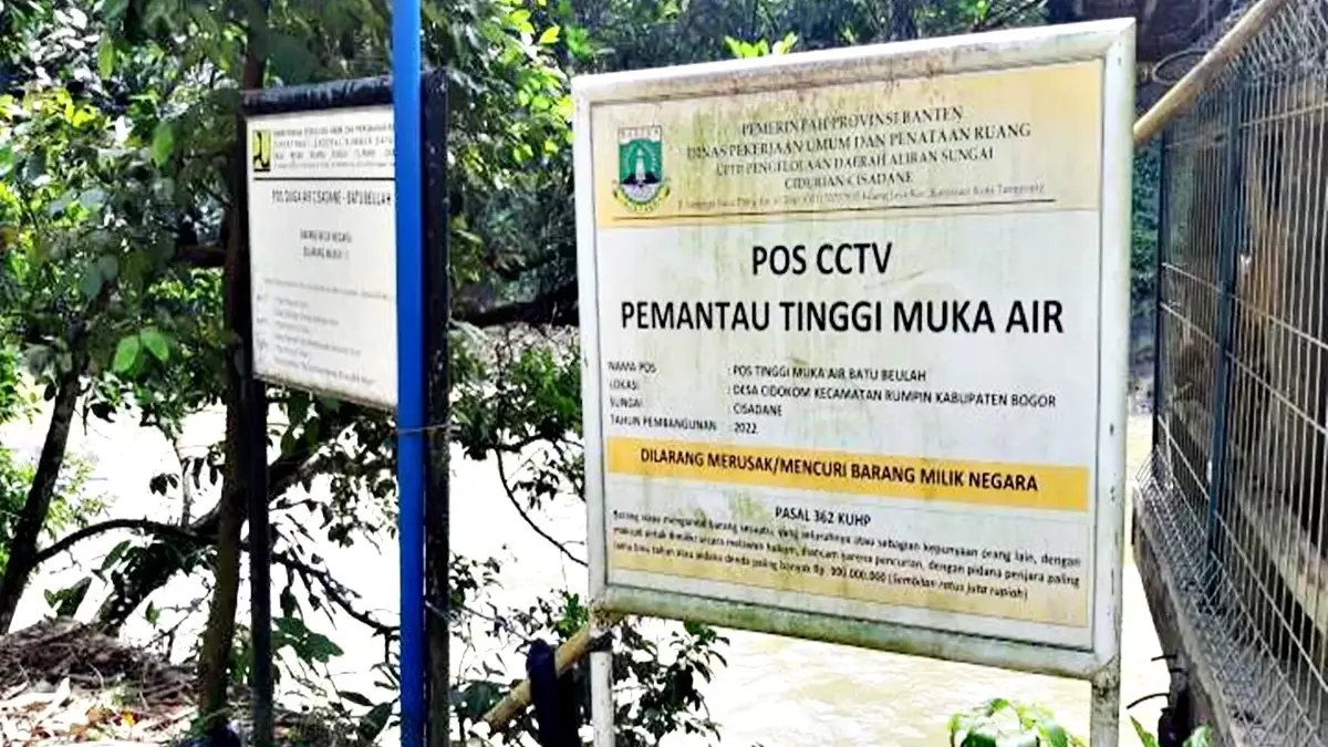 Pos Pantau yang berada di bantaran Sungai Cisadane, Batu Beulah, Kabupaten Bogor, Provinsi Jawa Barat. (Sumber