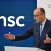 Kanselir Jerman Friedrich Merz memberikan pidato untuk membuka Konferensi Keamanan Munich (MSC) ke-62 di Munic