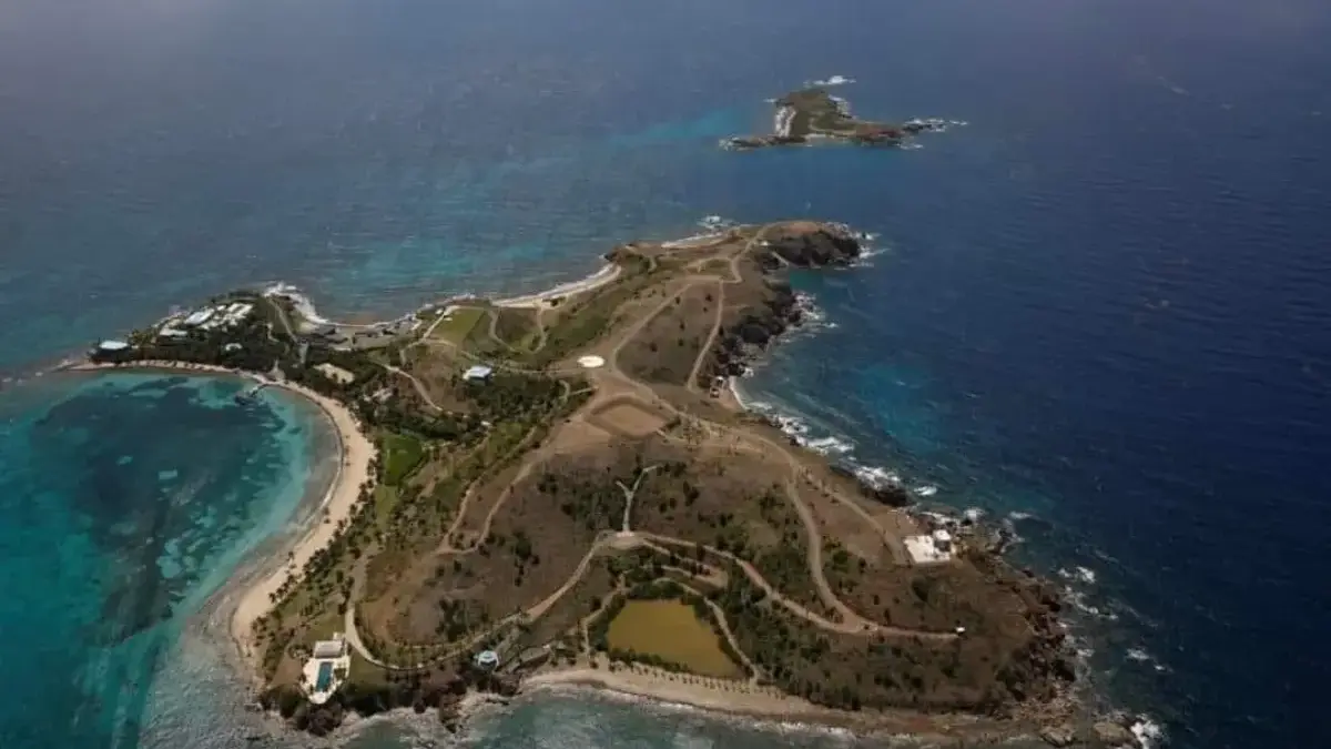 Little St James Island, salah satu properti Jeffrey Epstein, terlihat dalam pandangan udara