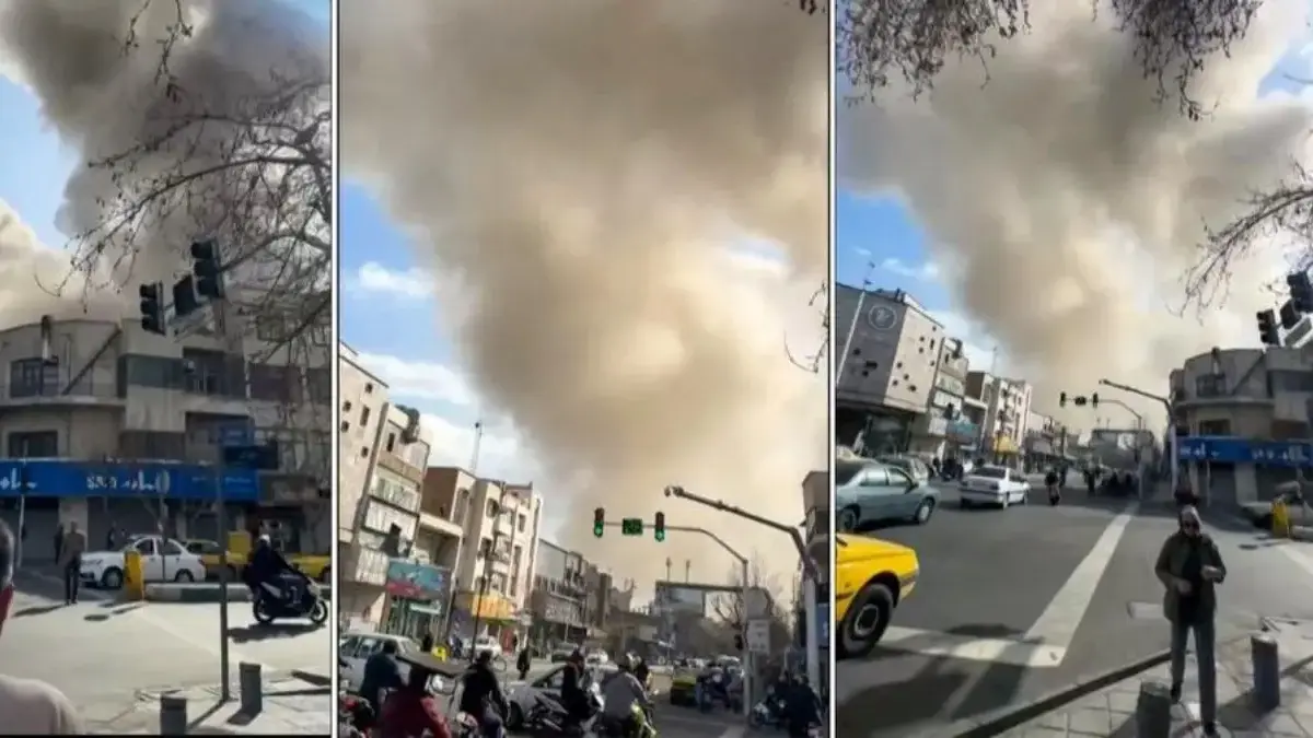 Gabungan cuplikan video yang diambil dari gambar UGC yang diposting di media sosial, Sabtu (28/2/2026). Menunj