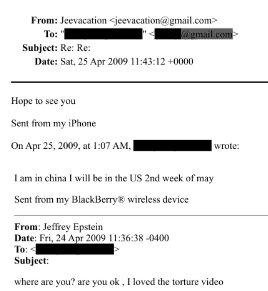 Tangkapan layar email Epstein Files