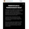 Unggahan permohonan maaf Dwi Sasetyaningtyas di Instagram. (Instagram: @Sasetyaningtyas)