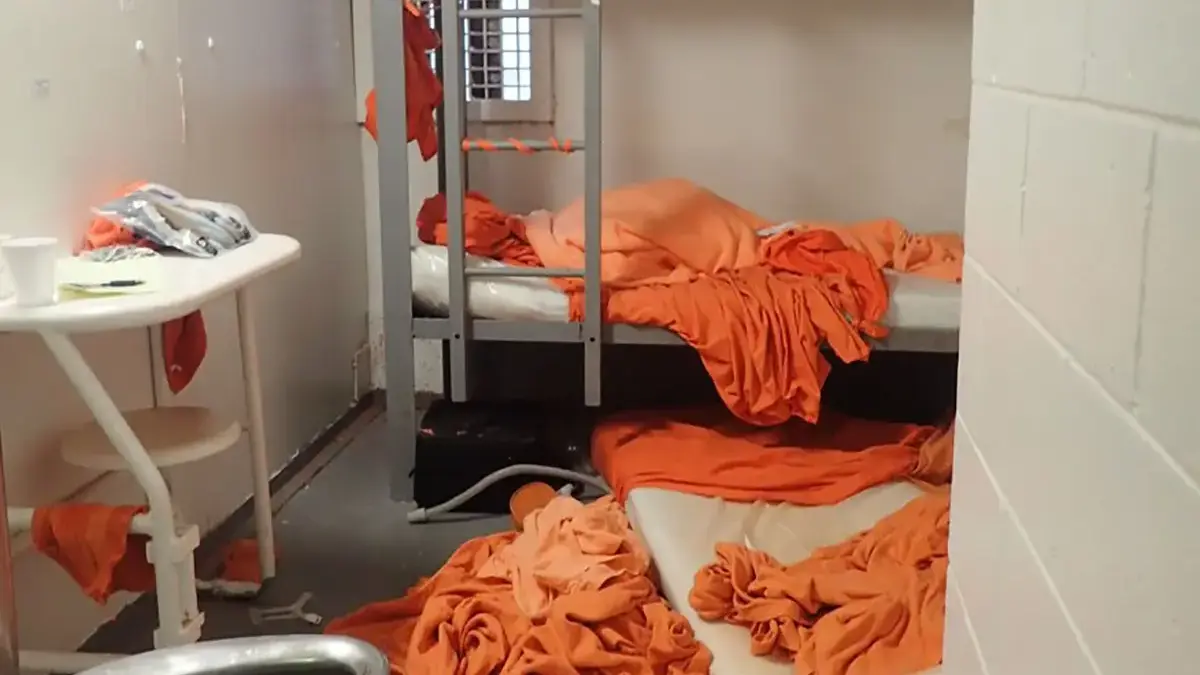 Sebuah foto sel penjara Jeffrey Epstein setelah kematiannya, 10 Agustus 2019, dirilis oleh Departemen Kehakima