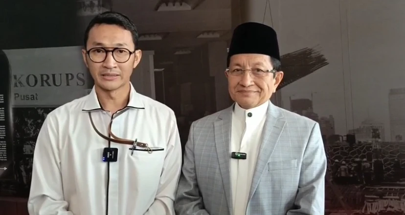 Klarifikasi Menag Nasaruddin Umar Terkait Dugaan Gratifikasi Penggunaan Fasilitas Jet Pribadi OSO ke KPK Menteri Agama, Nasaruddin Umar, di Gedung C1 KPK, Jakarta Selatan, Senin (23/2/2026).