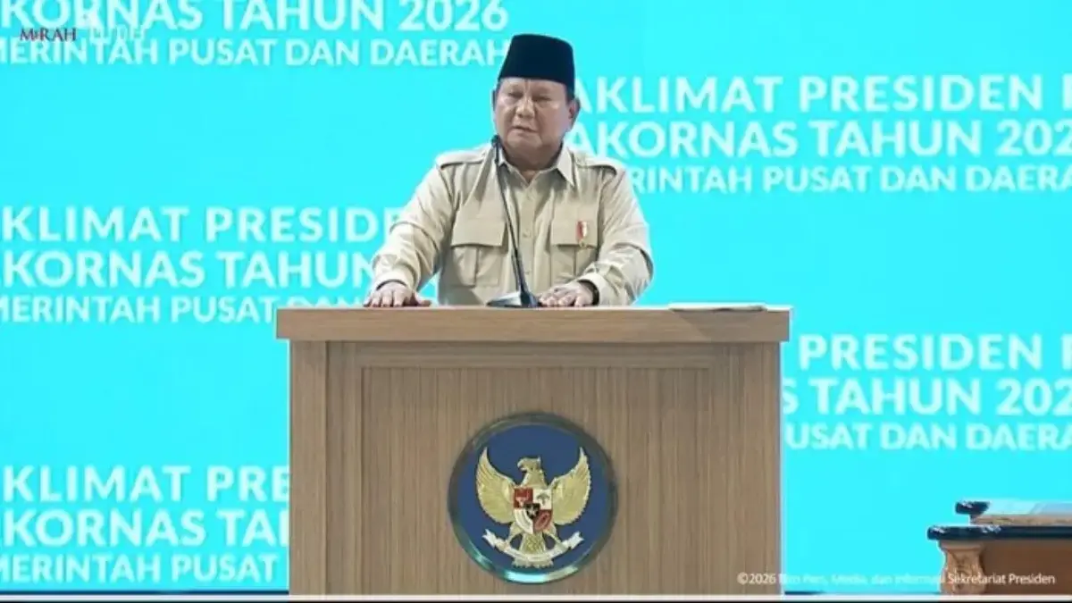 Prabowo di Rakornas Pemerintah Pusat-Daerah 2026 (Youtube Setpres)