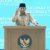 Presiden Prabowo Subianto saat menyampaikan paparan dalam Rakornas Pemerintah Pusat dan Daerah Tahun 2026, Sen