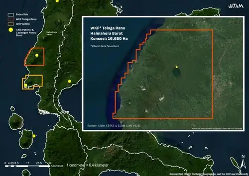 Data Koordinat Wilayah Kerja Panas Bumi (WKP) Telaga Ranu di Kabupaten Halmahera Barat, Maluku Utara yang diga