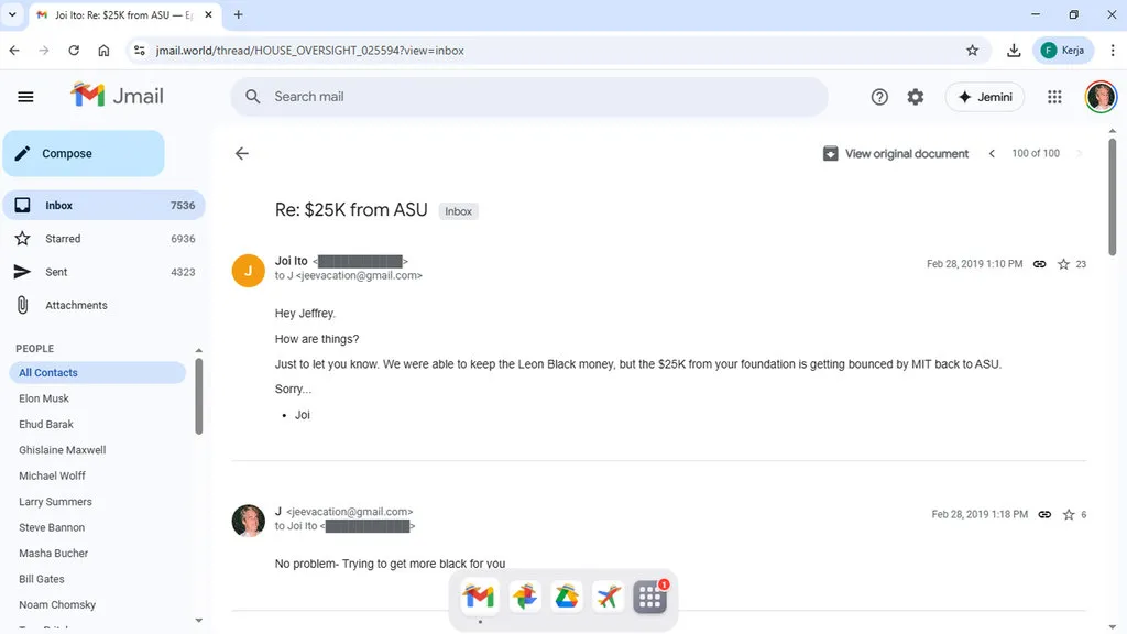 Tangkapan Layar - Website jmail.world. (FOTO/jmail.world