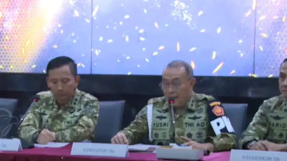 Danpuspom TNI, Mayor Jenderal TNI Yusri Nuryanto, dalam konferensi pers di Mabes TNI, Jakarta, pada Rabu, 18 M
