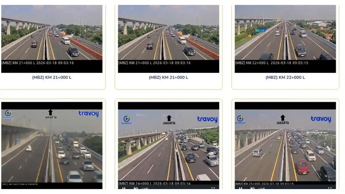 Tangkap layar live streaming pantauan mudik di situs mudik.pu.go.id pada Rabu (18/3/2026). Jalan Layang Sheikh