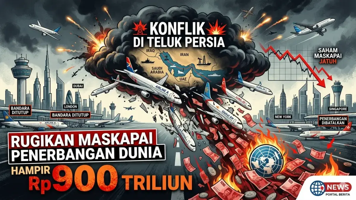 Konflik Amerika Serikat-Israel-Iran: Teluk Persia Tegang, 20 Perusahaan Penerbangan Dunia Rugi Rp900 Triliun Ilustrasi Google Gemini