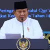 Presiden Prabowo Subianto dalam Peringatan Nuzulul Qur\'an di Istana Negara (10/3/26). (Tangkapan layar YouTube