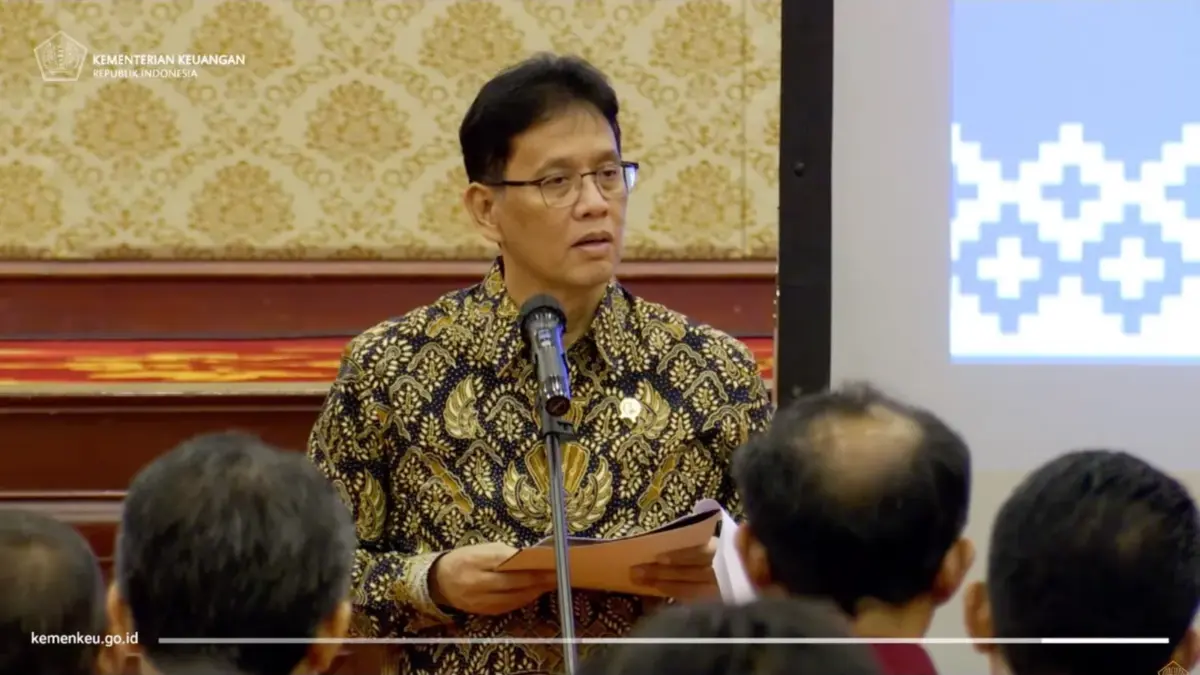 Menteri Keuangan Purbaya Yudhi Sadewa dalam Pelantikan Pejabat di Lingkungan Kemenkeu, Selasa, 10 Maret 2026.