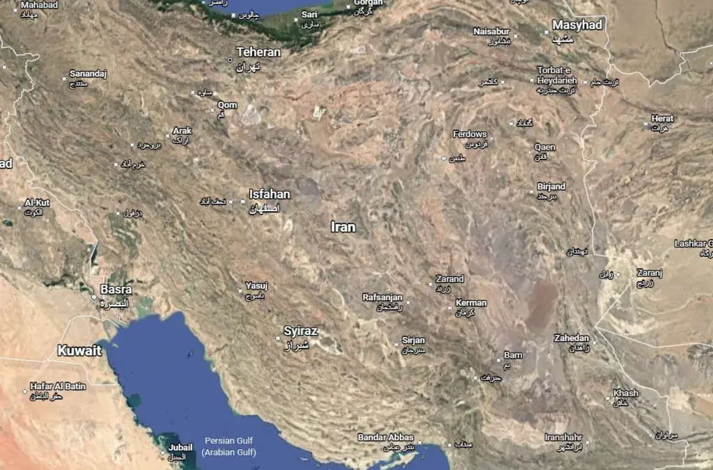 Sederet Kota di Iran Hancur Diserang Militer Gabungan Amerika Serikat-Israel Sejak Operation Epic Fury Dimulai Peta Iran (Google Maps)