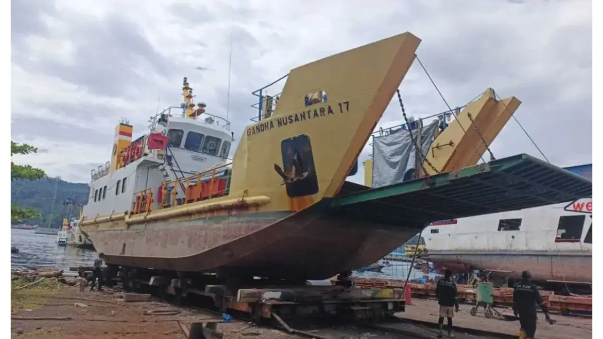 KM Ganda Nusantara 17 yang mengalami insiden di perairan Maluku Utara.(Dok. Pelni)