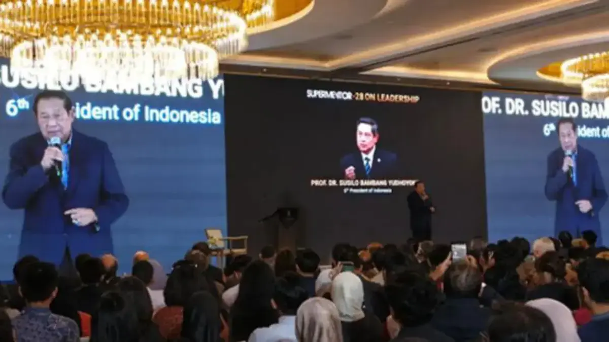 Presiden ke-6 RI Susilo Bambang Yudhoyono (SBY) dalam acara supermentor 28 di Jakarta