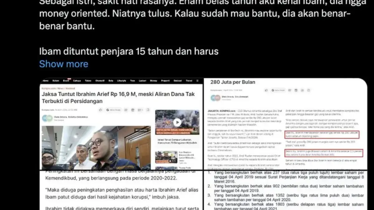 Tangkapan layar akun X Ibrahim Arief