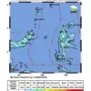 BMKG merilis pusat gempa yang terjadi di antara Provinsi Maluku Utara dan Sulawesi Utara, Kamis (2/4/2026). (B
