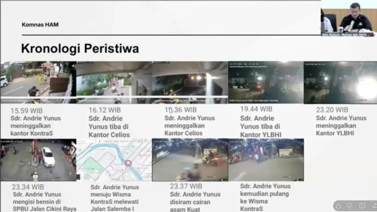 Paparan Komnas HAM soal kronologi pergerakan sejumlah terduga pelaku terlibat penyiraman air keras terhadap An