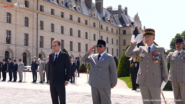 Upacara penyambutan Presiden Prabowo Subianto di Paris, Prancis, Kamis (28/5/2026). (Foto: YouTube/ Sekretaria