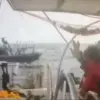 Cuplikan dari rekaman CCTV ini menunjukkan para aktivis di atas kapal armada dengan tangan terangkat ke udara