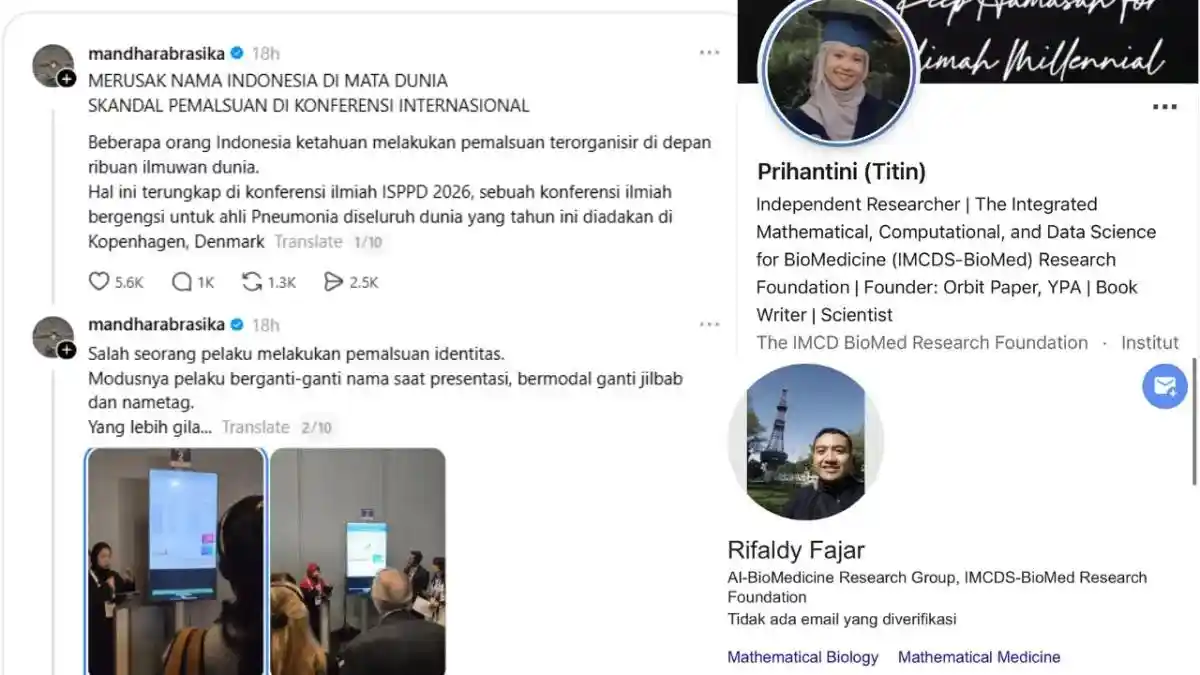 Viral kasus dugaan riset palsu yang menyeret nama Rifaldy Fajar (Threads/@mandharabrasika)