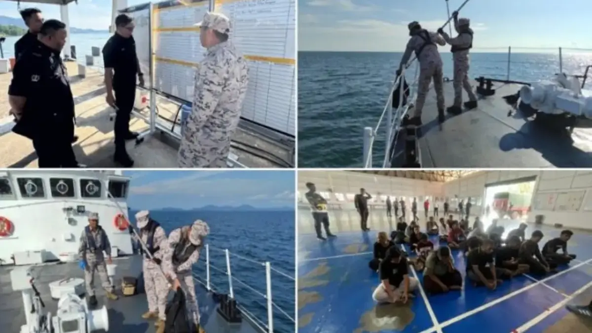 23 WNI yang diselamatkan dari perairan Pulau Pangkor, Malaysia. Foto: Bernama