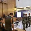 Suasana sidang perdana kasus dugaan penculikan dan pembunuhan kepala cabang (kacab) bank di Pengadilan Militer