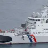Sebuah kapal patroli Penjaga Pantai Taiwan bergerak di dekat Keelung pada bulan Desember. Kapal-kapal dari Tai