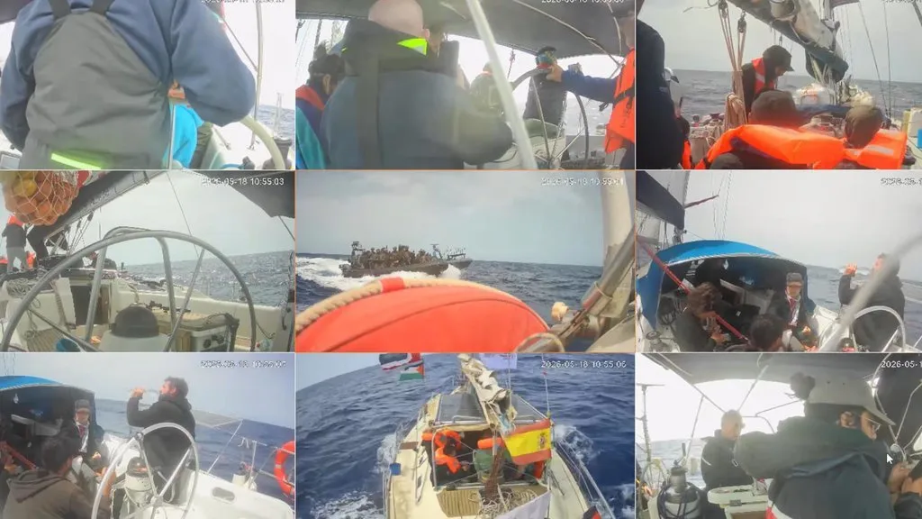 Tangkapan Layar Pemantau Kapal GSF yang didatangi Tentara Israel. (YouTube/Global Sumud Flotilla)