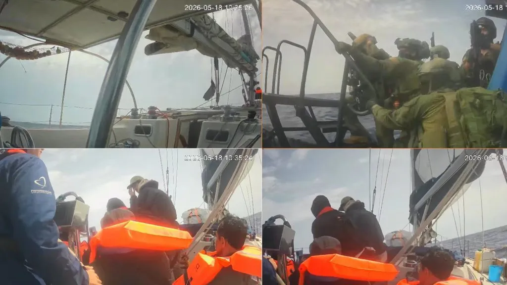 Tangkapan Layar Pemantau Kapal GSF yang didatangi Tentara Israel. youtube/Global Sumud Flotilla