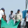 Presiden Prabowo Subianto saat menghadiri panen raya udang di kawasan tambak modern Budidaya Udang Berbasis Ka