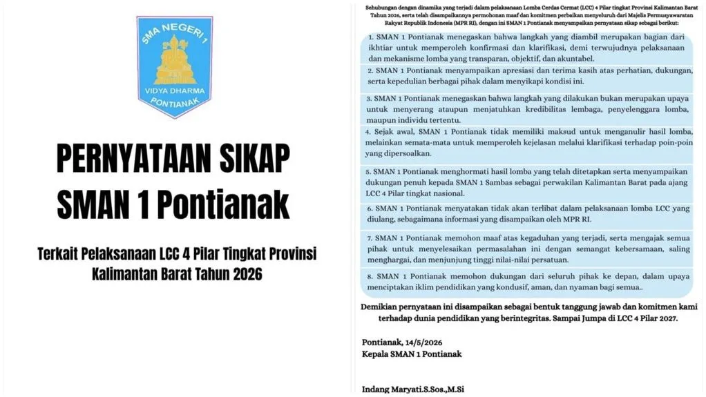 SMA Negeri (SMAN) 1 Pontianak menyatakan sikap menolak terlibat dalam pelaksanaan ulang Lomba Cerdas Cermat (L