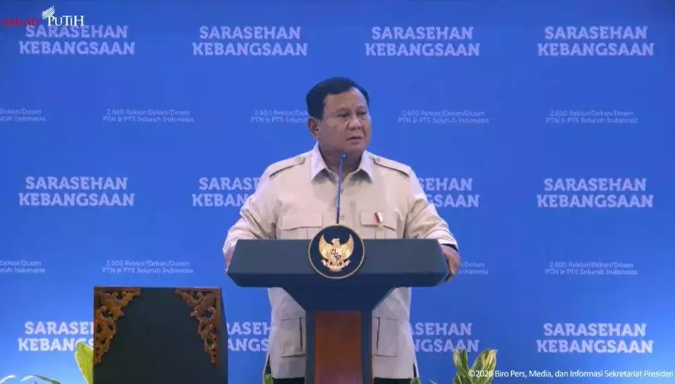 Presiden Prabowo Subianto saat pembukaan Sarasehan Kebangsaan KSTI 2026 di Jakarta International Convention Ce