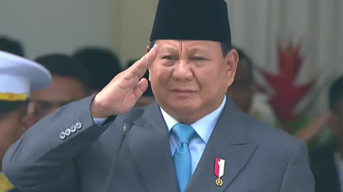 Presiden Prabowo Subianto saat memimpin upacara peringatan Hari Lahir Pancasila, Senin (1/6/2026). (YouTube Se