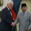Presiden Prabowo Subianto (kanan) berjabat tangan dengan Presiden Republik Federal Jerman Frank-Walter Steinme