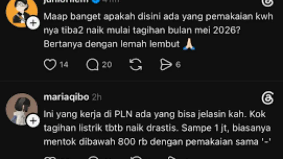 Tagihan Listrik PLN Disebut Melonjak Tanpa Pengumuman, Ini Keluhan Warganet Tangkapan layar media sosial