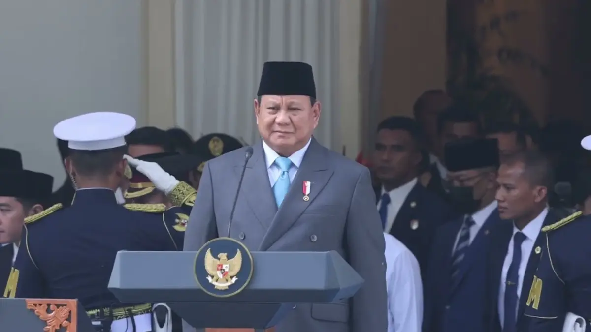 Presiden Prabowo Subianto saat memimpin upacara peringatan Hari Lahir Pancasila, Senin (1/6/2026). (YouTube Se