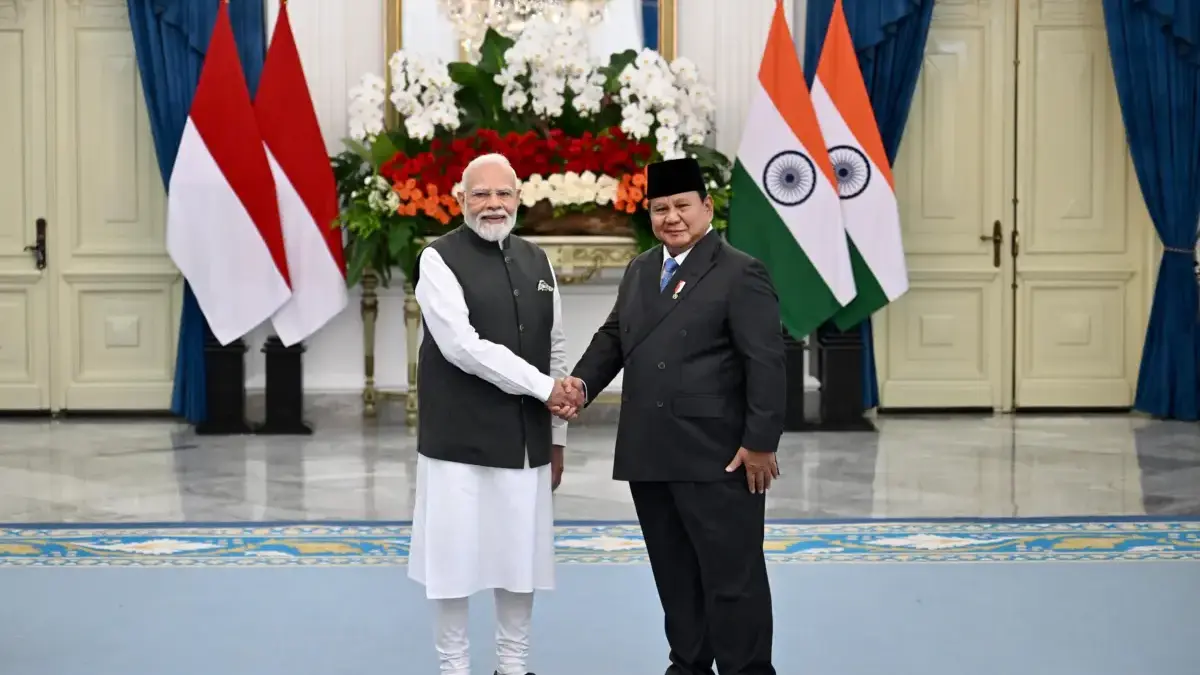 Presiden Prabowo Subianto dan Perdana Menteri India Narendra Modi di Istana Merdeka, Jakarta Pusat, pada Selas