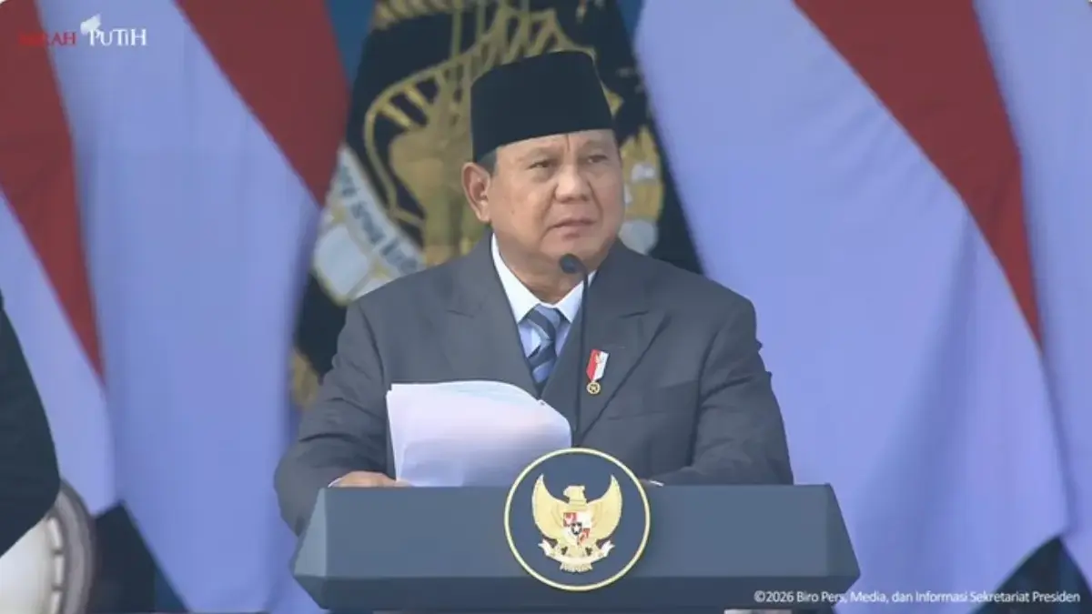Presiden Prabowo Subianto di Hari Bhayangkara ke-80. (YouTube Setpres)