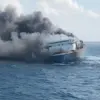 KM Mutiara Sentosa 2 terbakar di perairan Pulau Sapudi, Sumenep, Madura. (Dok. Istimewa)