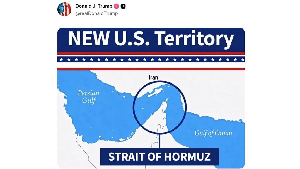 Presiden Trump menyatakan Selat Hormuz sebagai wilayah AS. x/realDonaldTrump